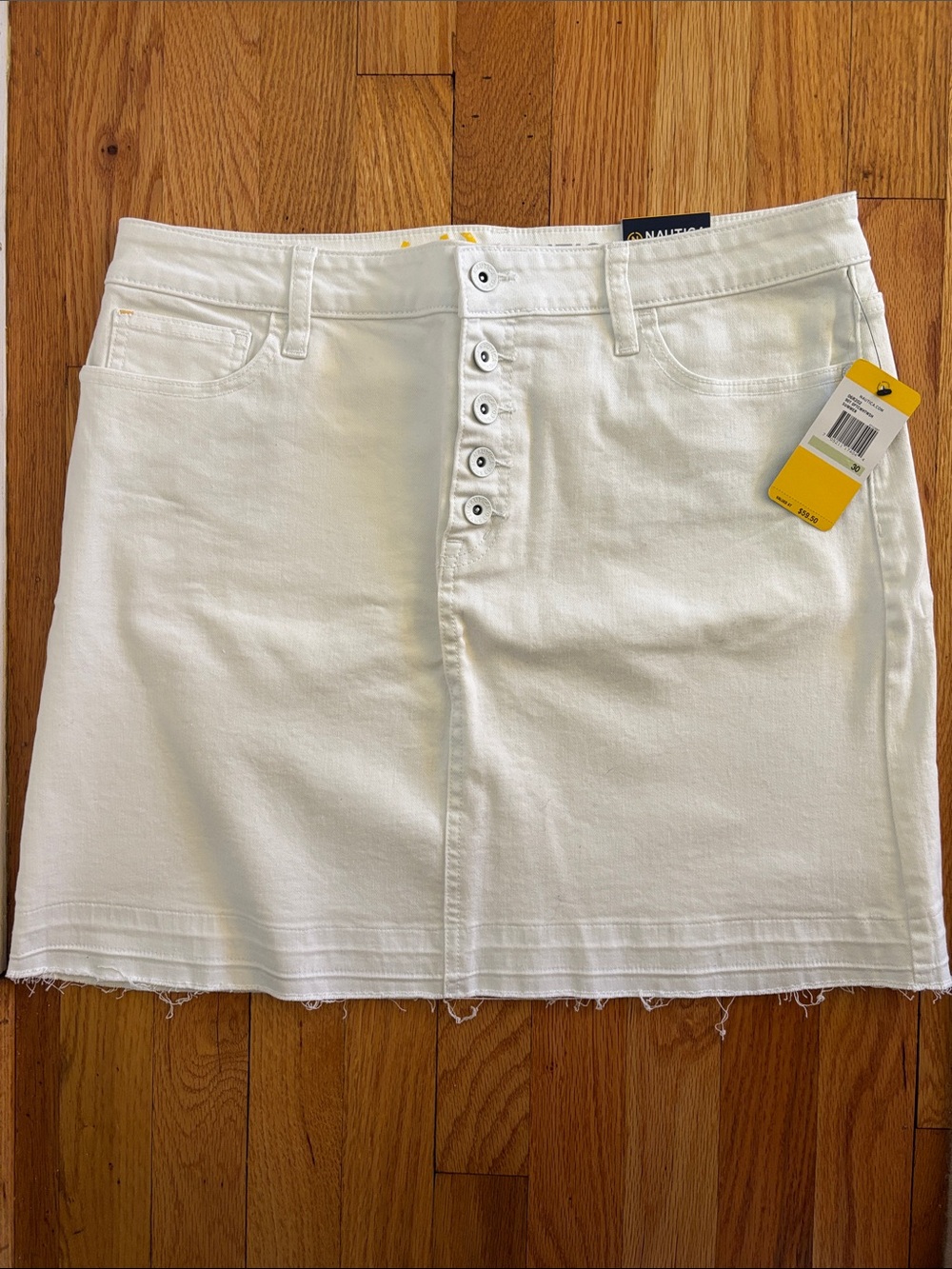 Nautica White Button-Front Denim Mini Skirt - Picture 1 of 2